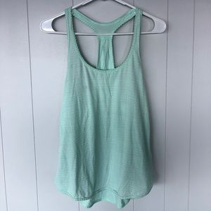 Lululemon mint green striped racerback tank top